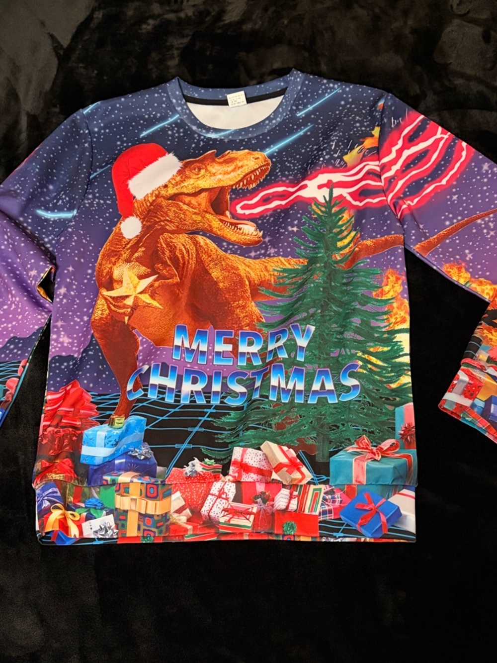 Merry Christmas T-Rex Holiday Sweatshirt - Multicolor